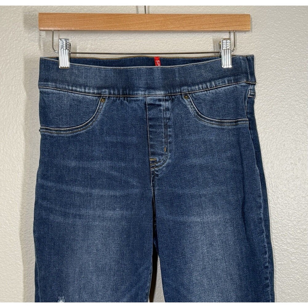 Spanx Pull-on Distressed Skinny Jeans Womens‎ Size M Slimming Stretch Denim - Picture 4 of 12